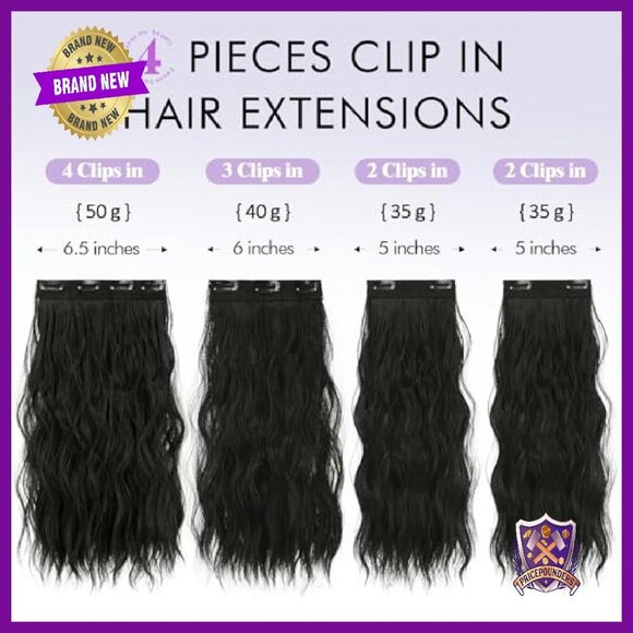 16 Inch Clip In Hair Extensions 4PCS Synthetic Curly Thick 140g display picture 2